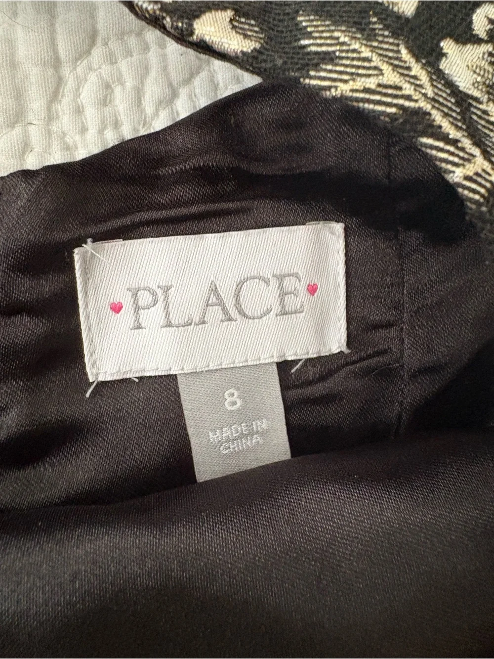 Children’s Place sleeveless dress in metallic gold/black brocade.size 8. Great!